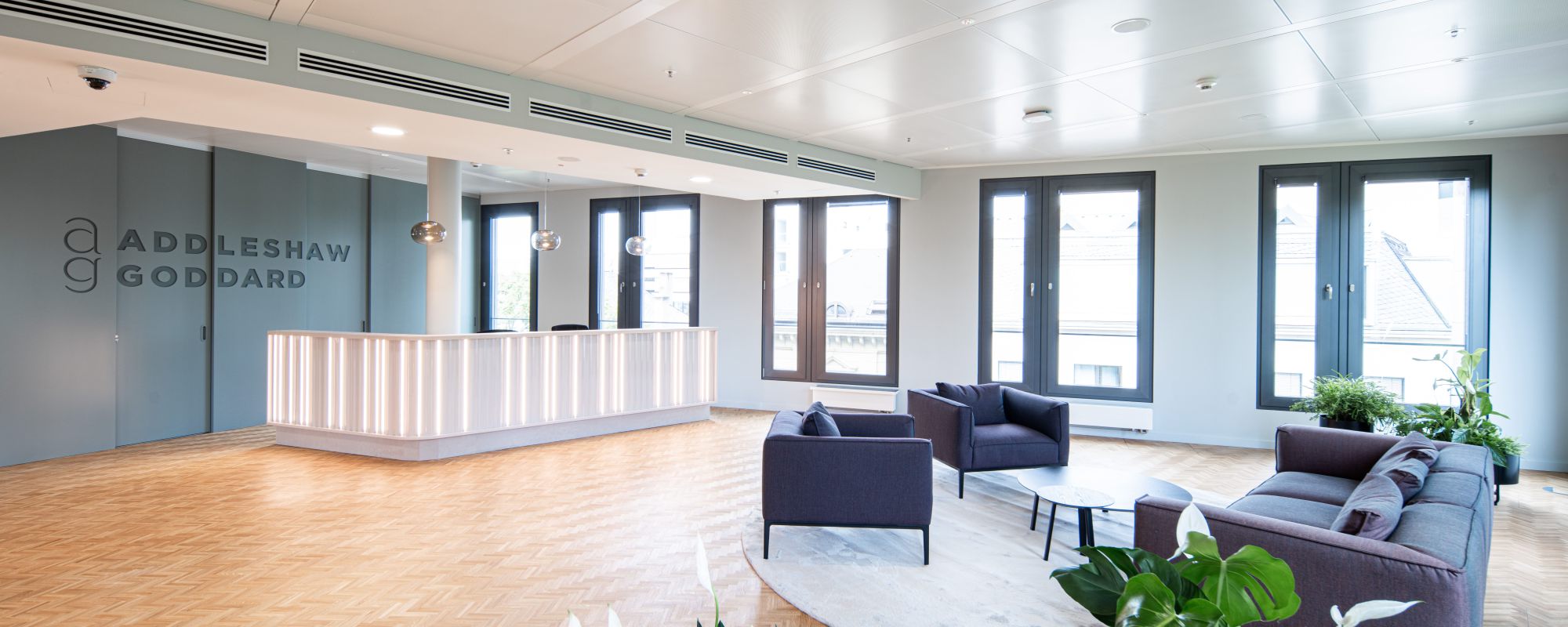 Empfangsbereich und Bibliothek | Addleshaw Goddard in Frankfurt